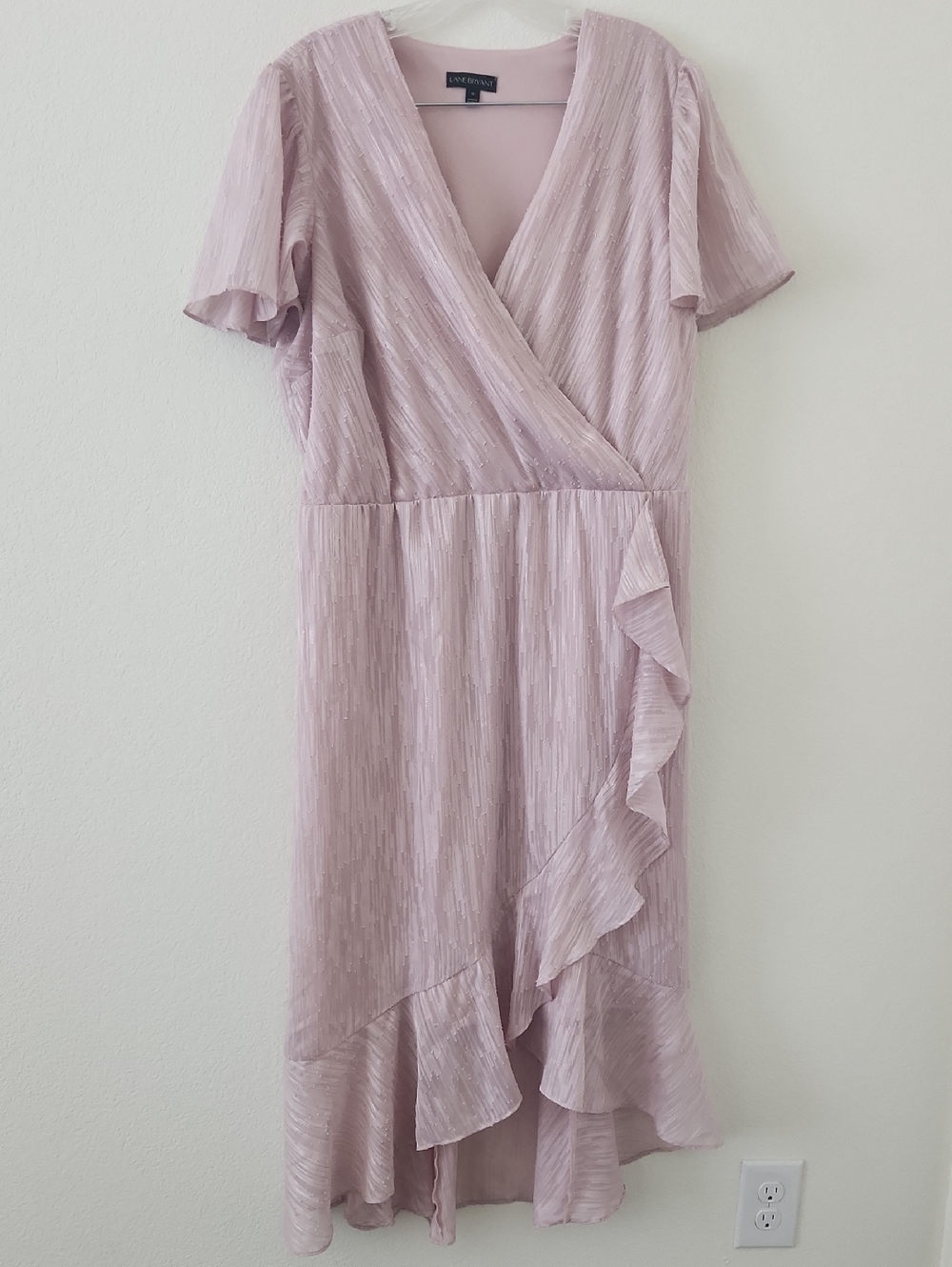 Lane Bryant Dusty Rose Wrap Ruffle Midi Dress